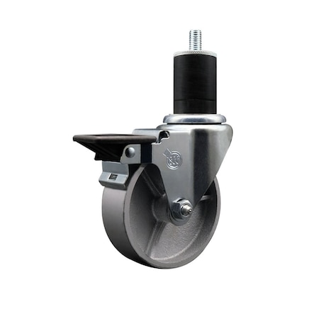 Service Caster 4'' Semi Steel Swivel 1-3/4'' Expanding Stem Caster with Brake SCC-EX20S415-SSR-PLB-134